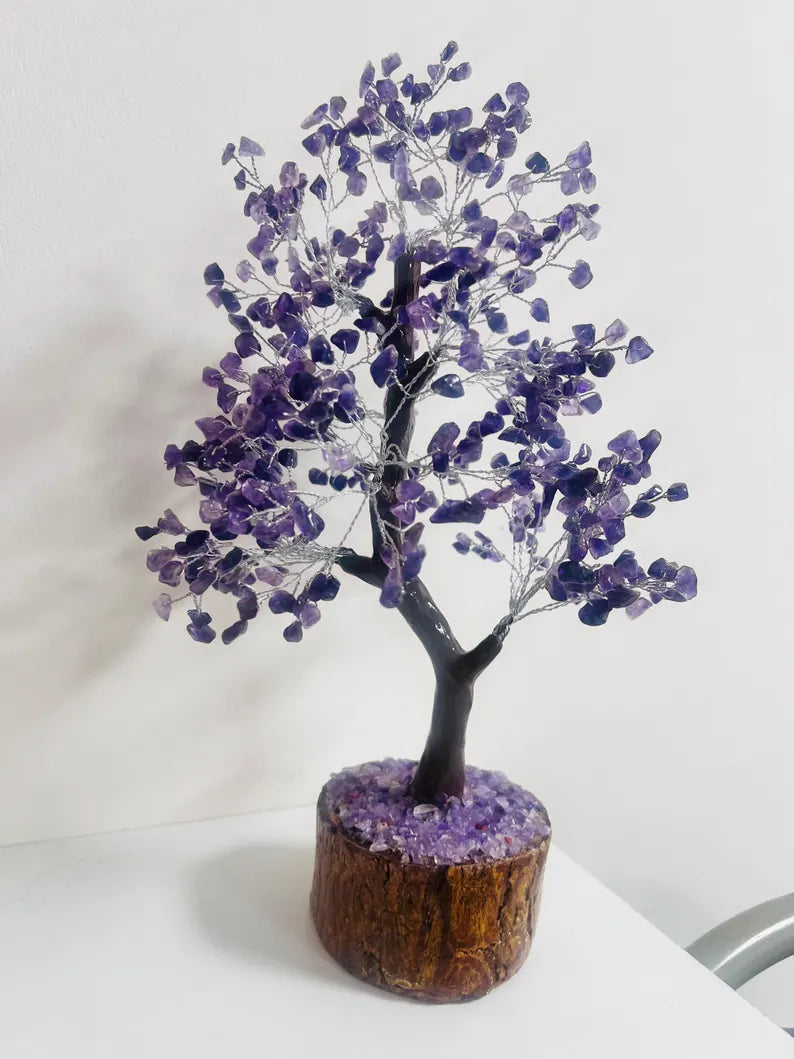 Amethyst Crystal Tree โ 500 Beads Handmade Feng Shui Bonsai tree