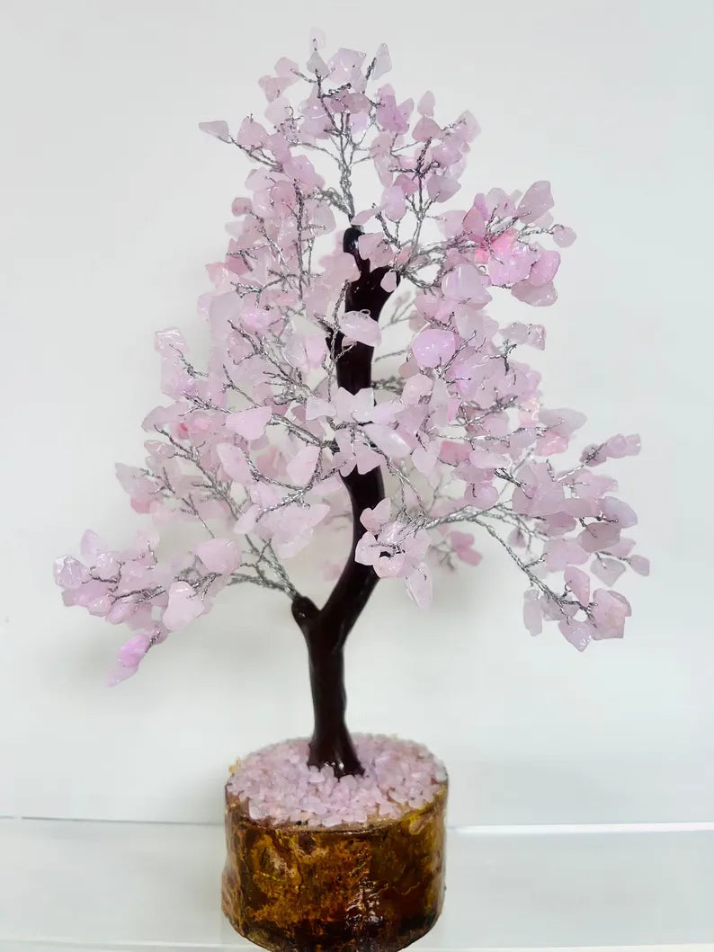 Rose Quartz Crystal Tree β 500 Beads Feng Shui Bonsai Tree