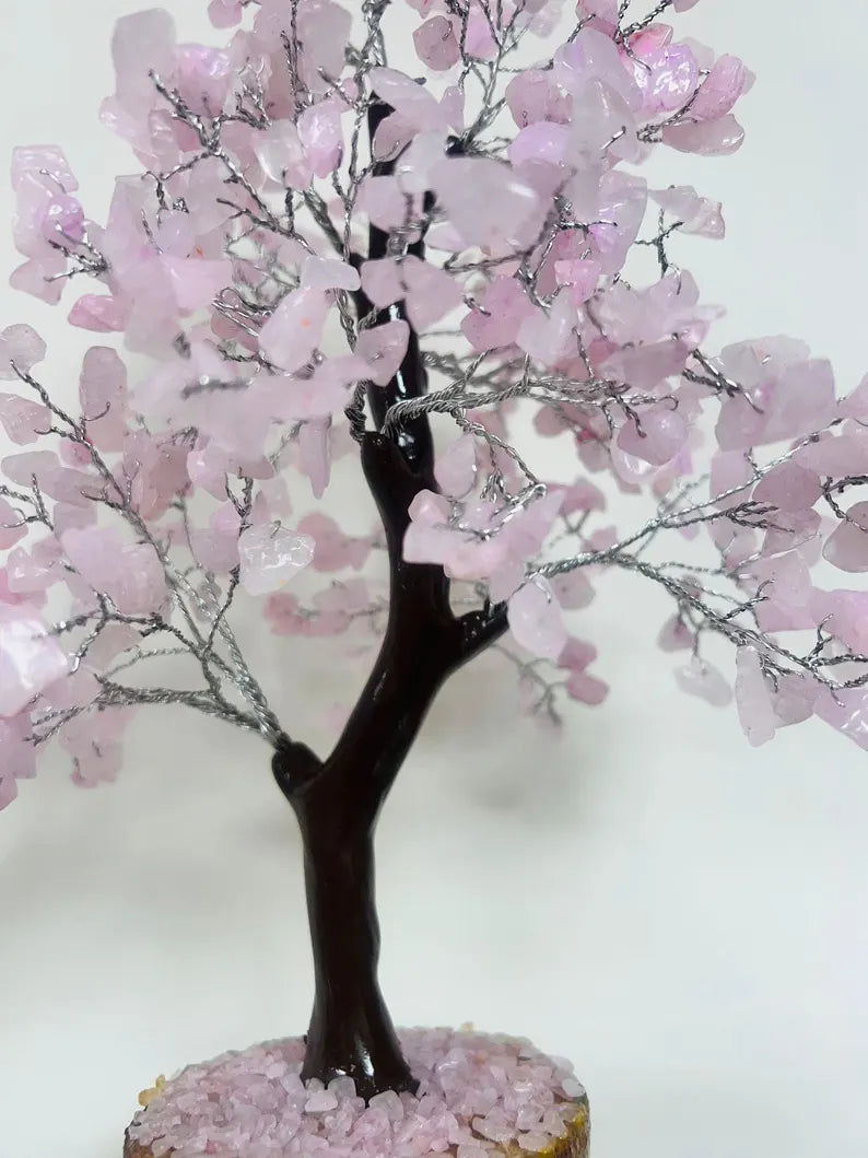 Rose Quartz Crystal Tree β 500 Beads Feng Shui Bonsai Tree