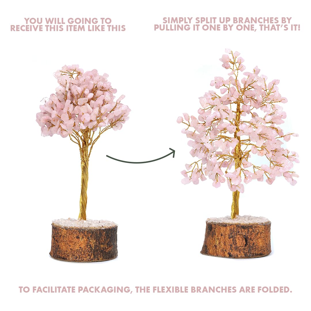 Rose Quartz Crystal Tree β 500 Beads Feng Shui Bonsai Tree