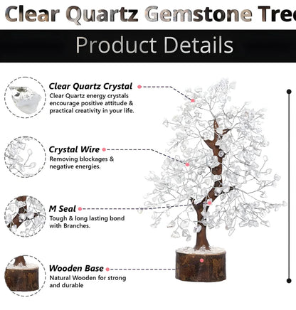 Clear Quartz Crystal Tree – 500 Beads Feng Shui Gemstone Tree