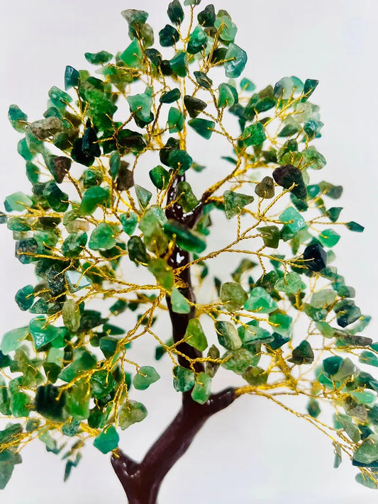 🌿 Green Jade Crystal Tree – 500 Beads Feng Shui Money Tree | Handmade Gemstone Bonsai for Wealth & Luck