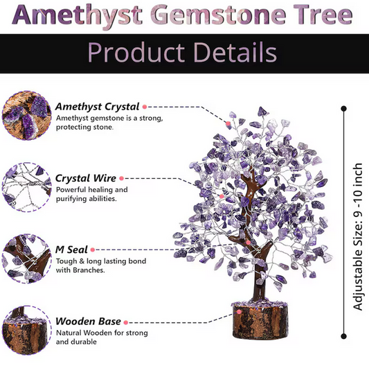 💜 Amethyst Crystal Tree – 500 Beads Handmade Feng Shui Bonsai for Healing & Spiritual Growth